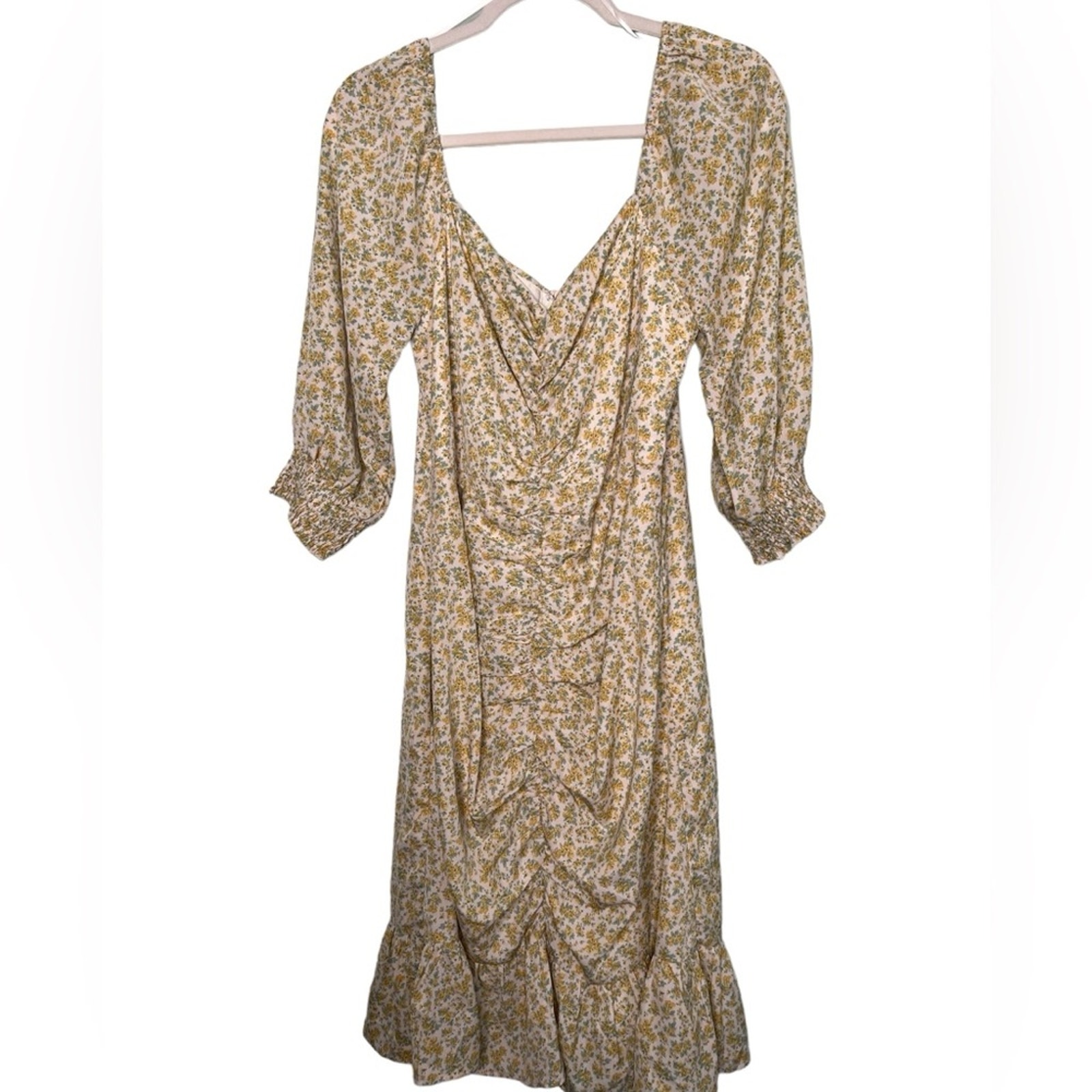 Piper And Scoot Lush Savannah Floral Ruched Dress Yellow Size Xl — image 6 of 8